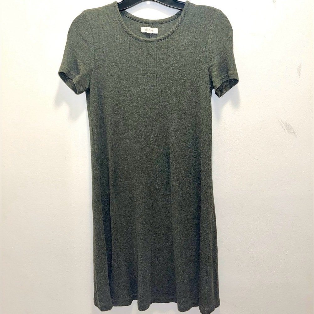 Madewell Ribbed Swingy Tee Dress Forest Hunter Green Size XS‎ - Picture 2 of 5